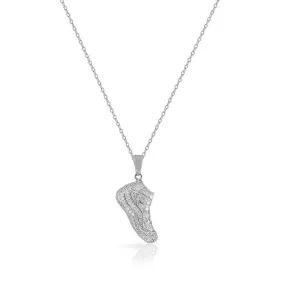 925 Sterling Silver CZ Sneaker Shoe Pendant Necklace