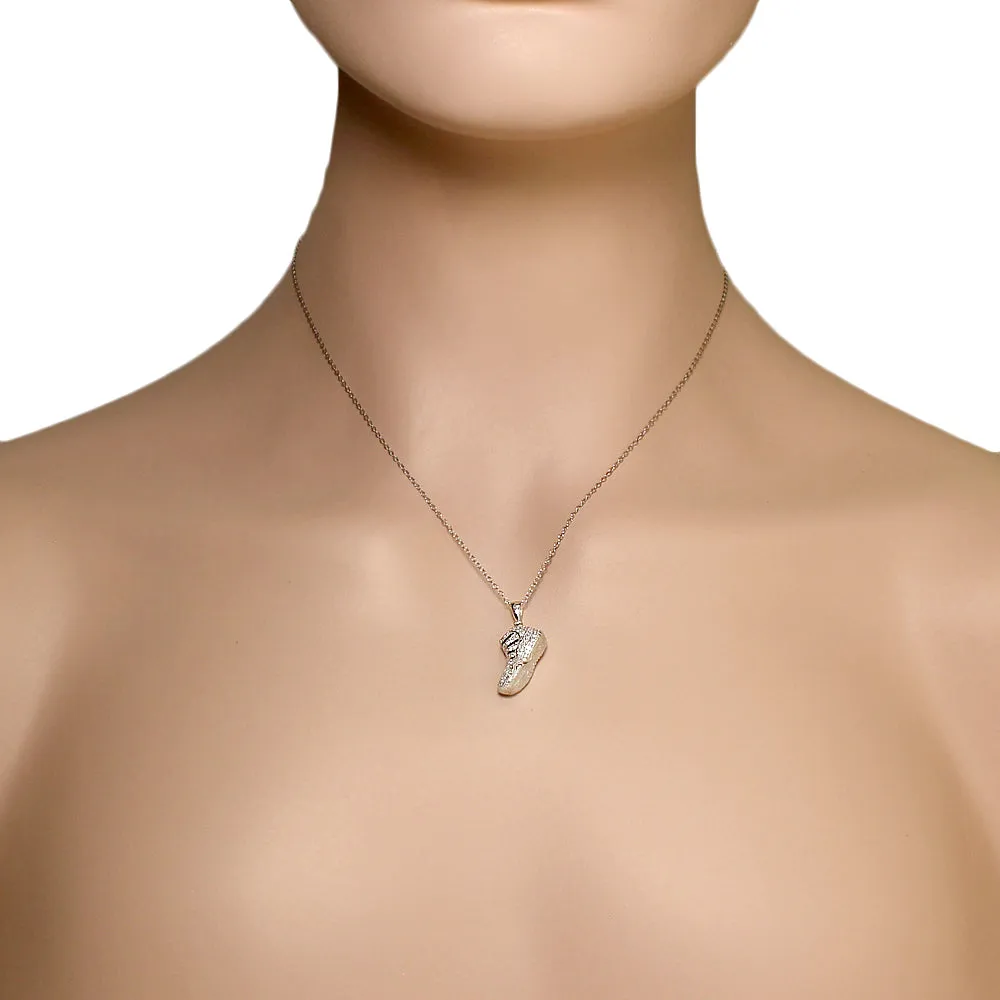 925 Sterling Silver CZ Sneaker Shoe Pendant Necklace