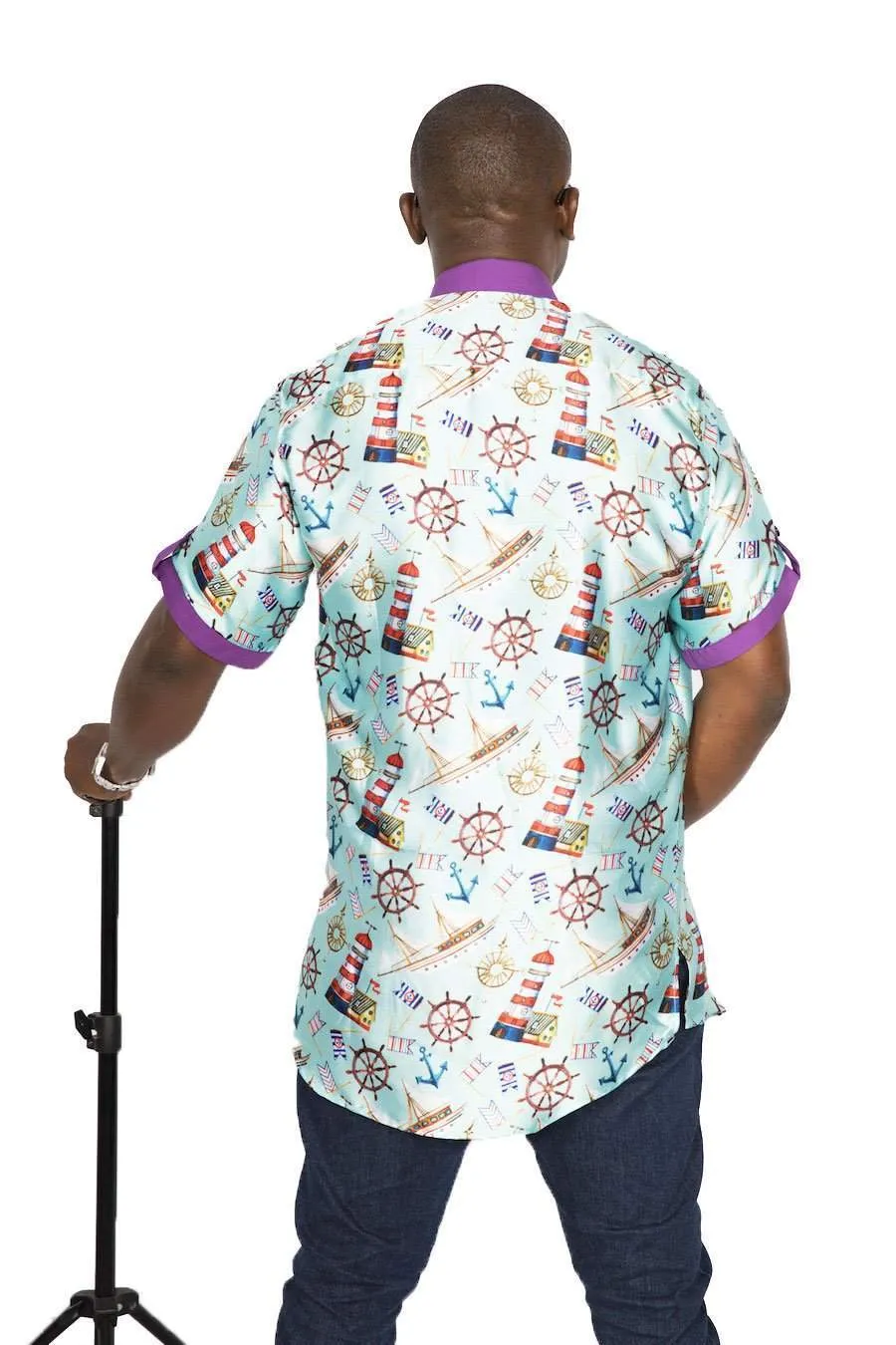 African Shirt Purple Sea