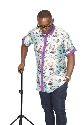 African Shirt Purple Sea