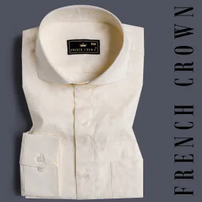 Almond Beige Jacquard Textured Premium Giza Cotton Shirt