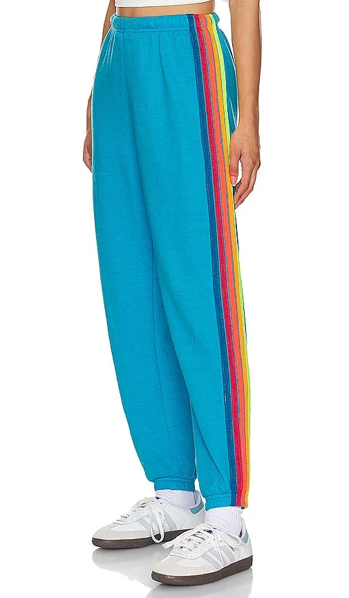 Aviator Nation 5 Stripe Sweatpant in Blue