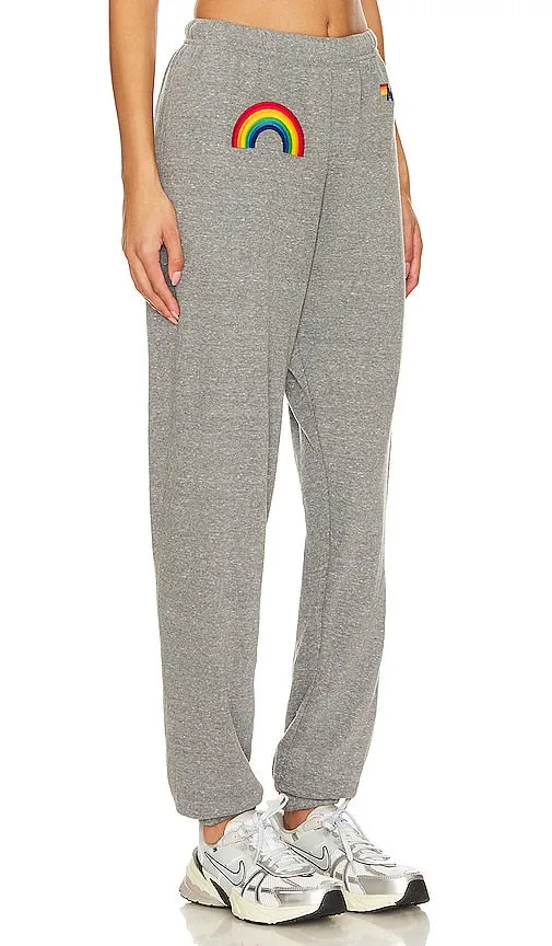 Aviator Nation Rainbow Embroidery Sweatpant in Grey
