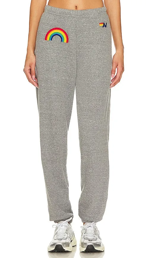 Aviator Nation Rainbow Embroidery Sweatpant in Grey