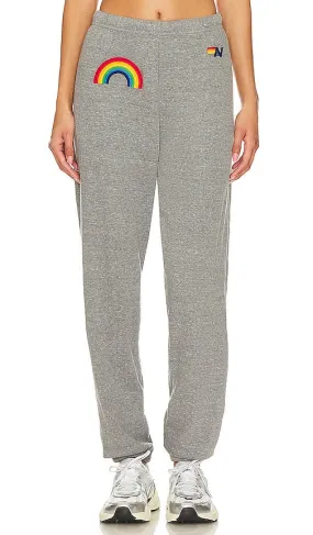 Aviator Nation Rainbow Embroidery Sweatpant in Grey