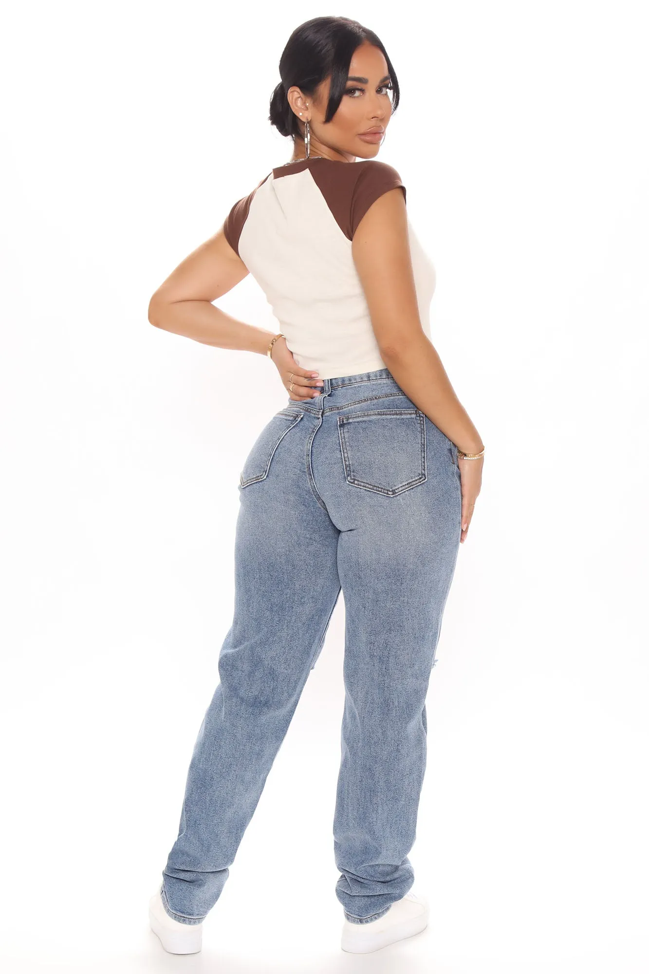 Beat You To It Straight Leg Jeans - Medium Blue Wash