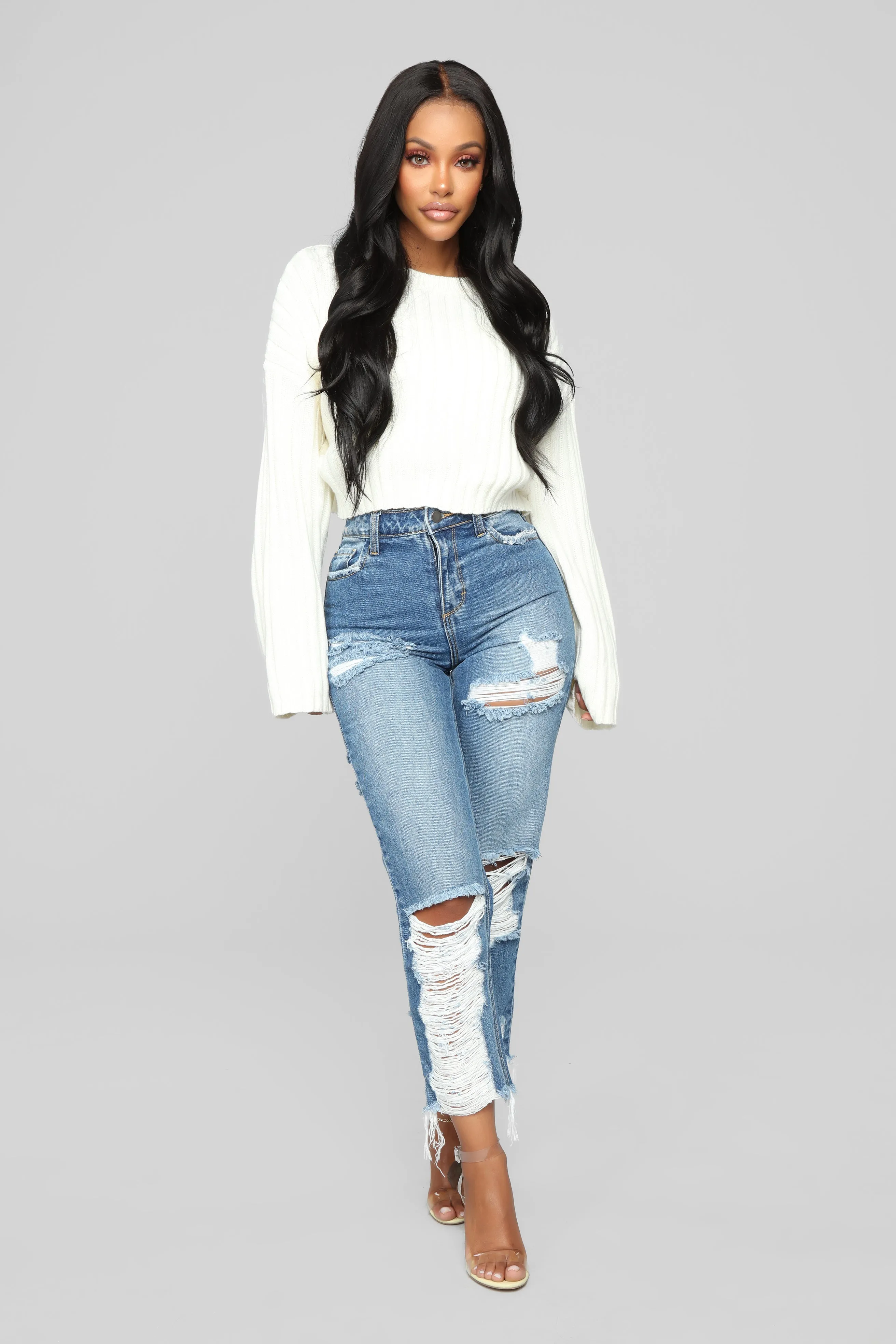 Bennie Boyfriend Jeans - Medium Blue Wash