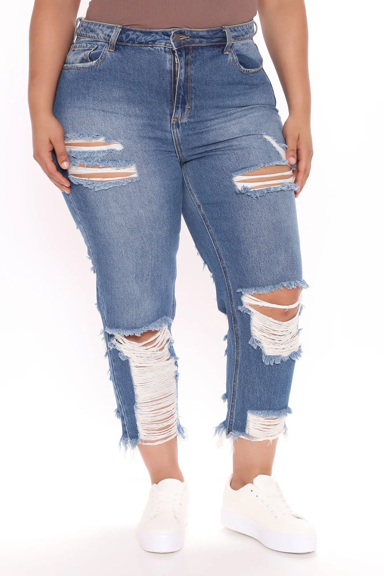 Bennie Boyfriend Jeans - Medium Blue Wash