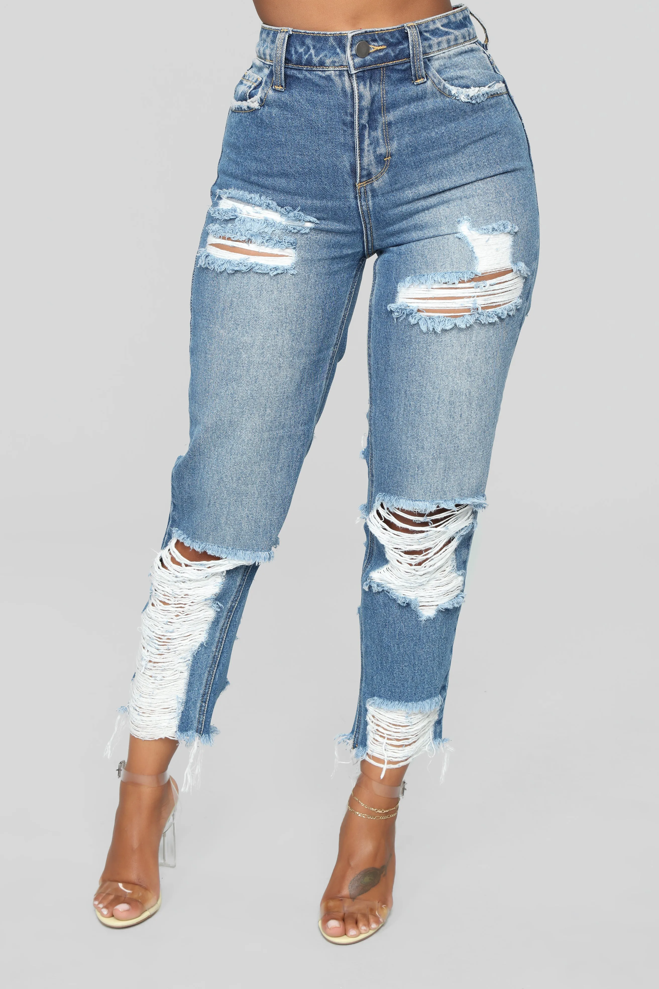 Bennie Boyfriend Jeans - Medium Blue Wash