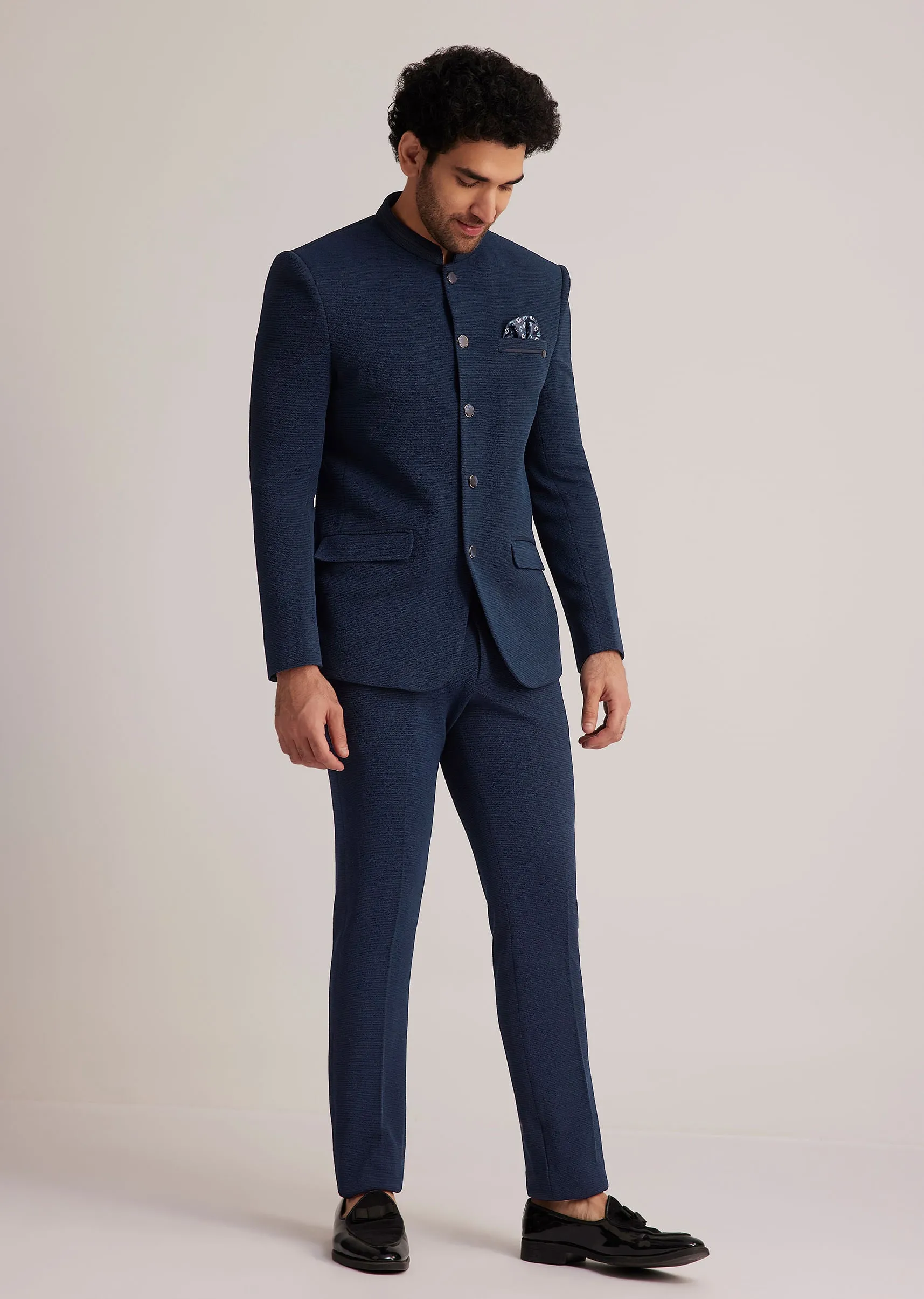 Blue Classic Bandhgala Suit