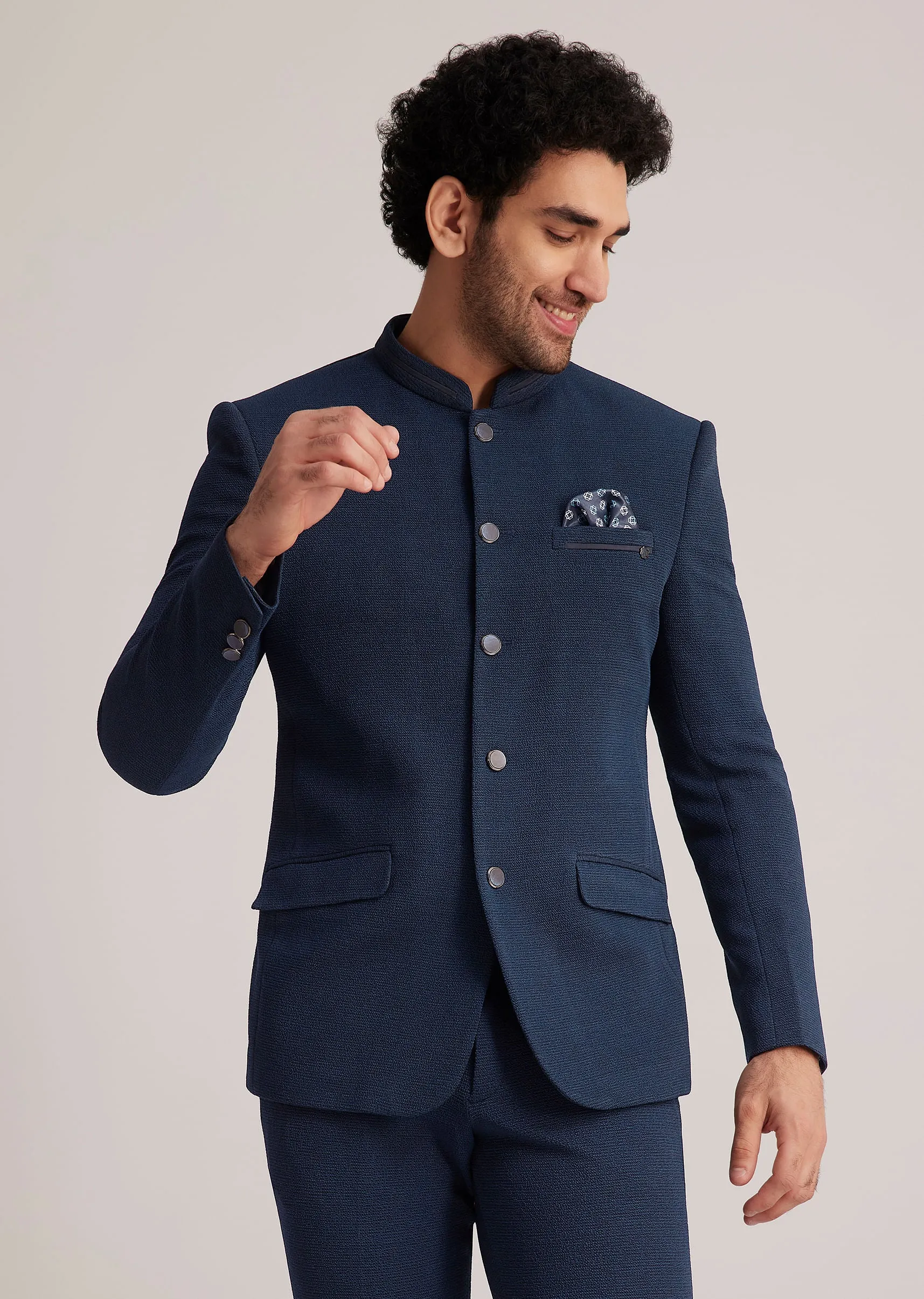 Blue Classic Bandhgala Suit