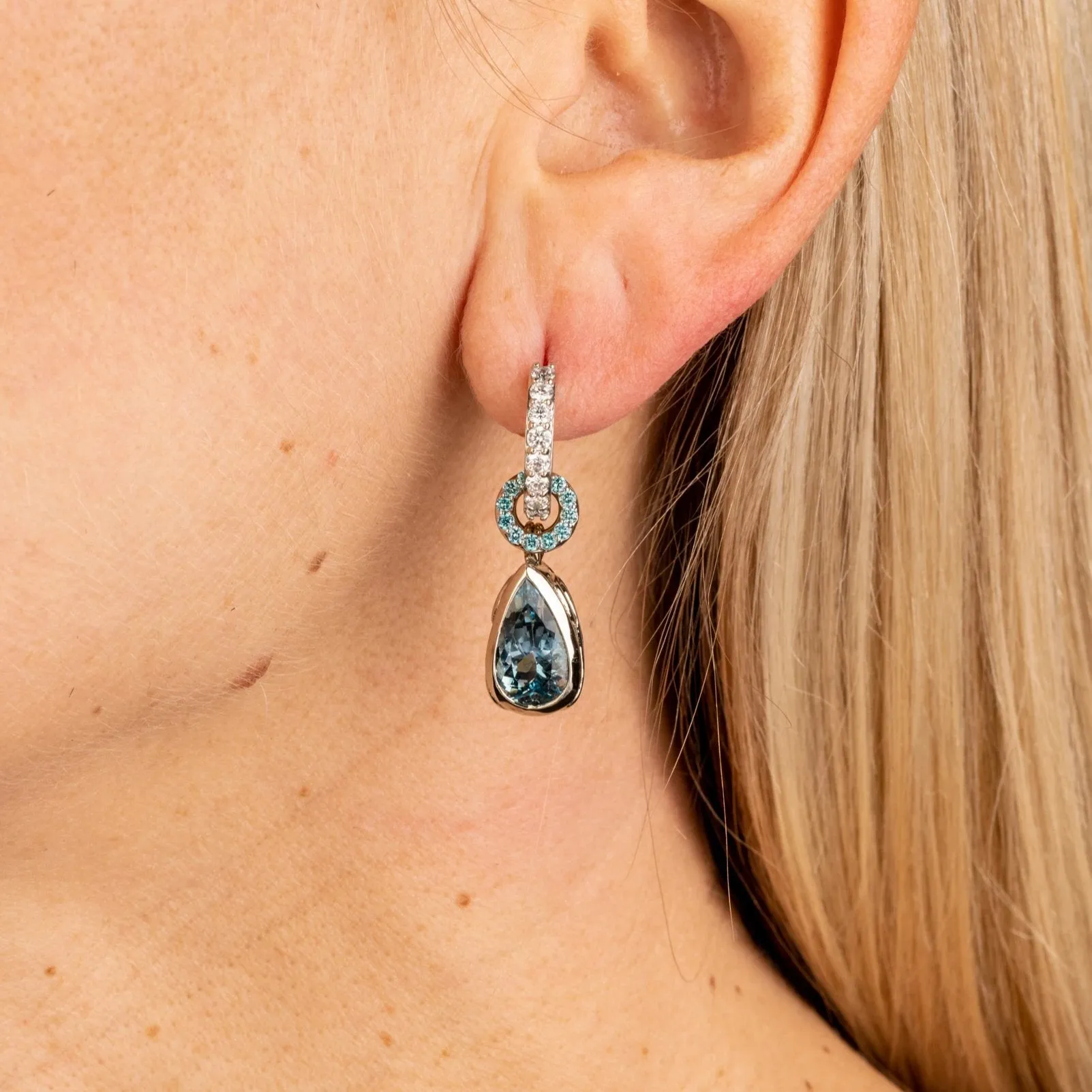 Blue Diamond Sparkle Circle Earring Jackets