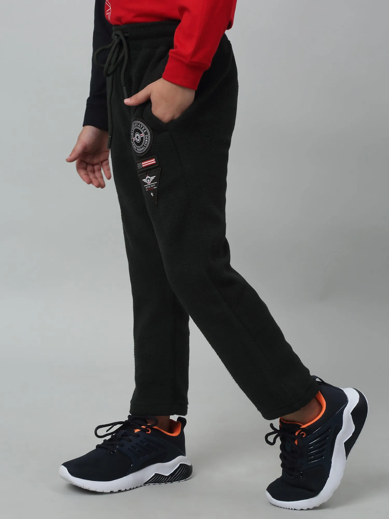 Boys Casual Olive Green Track Pants