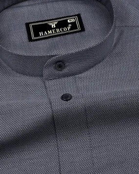 Calzo Black With White Jacquard Texture Cotton Shirt