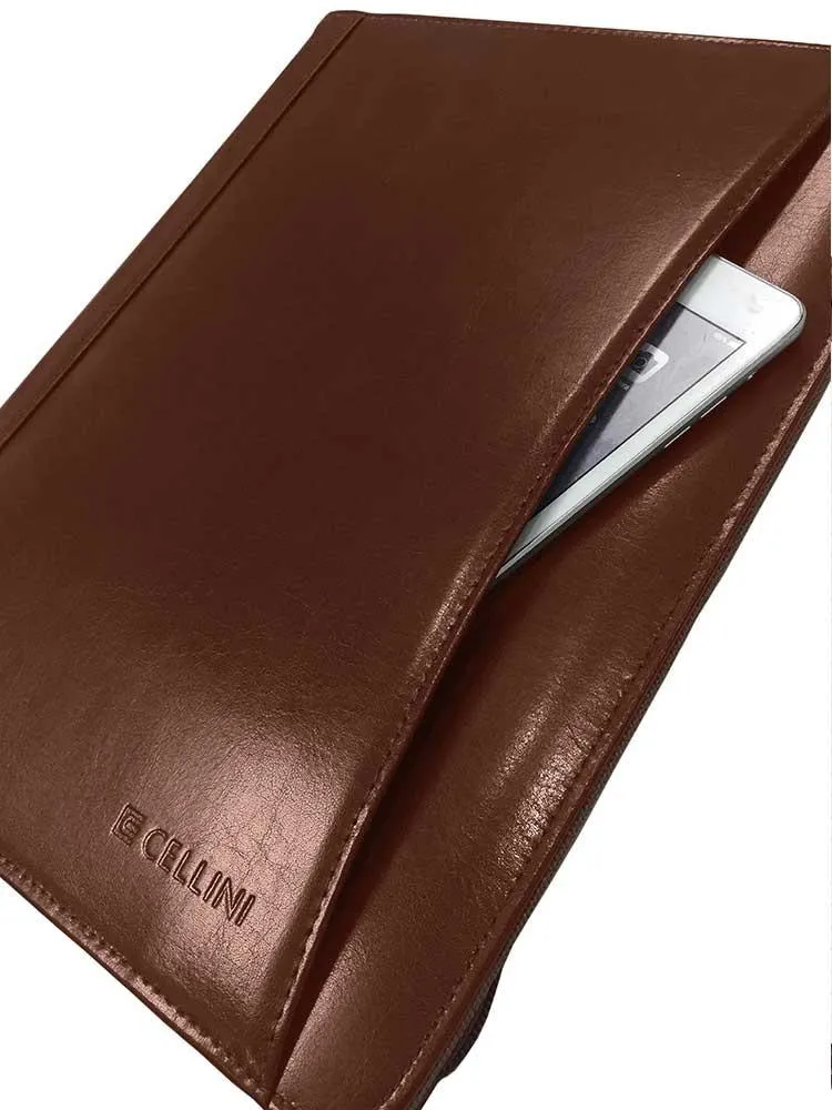 Cellini A4 Leather Zip Around Folder | Black