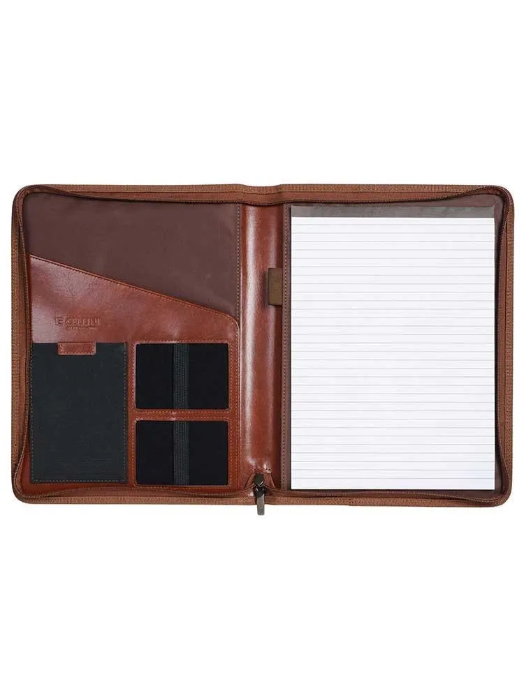 Cellini A4 Leather Zip Around Folder | Black
