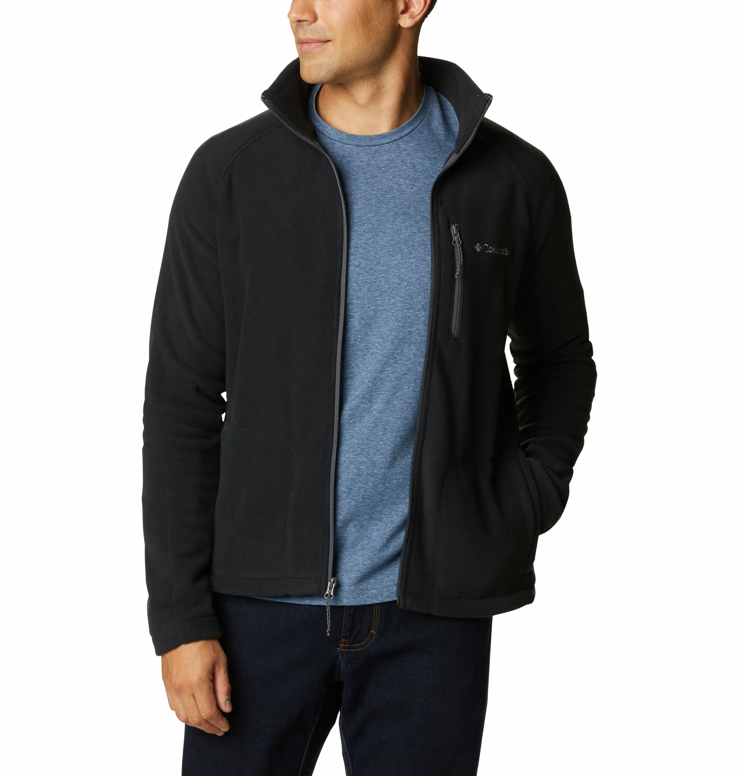 Columbia Mens Fast Trek II Full Zip Regular Fit Fleece-BLACK