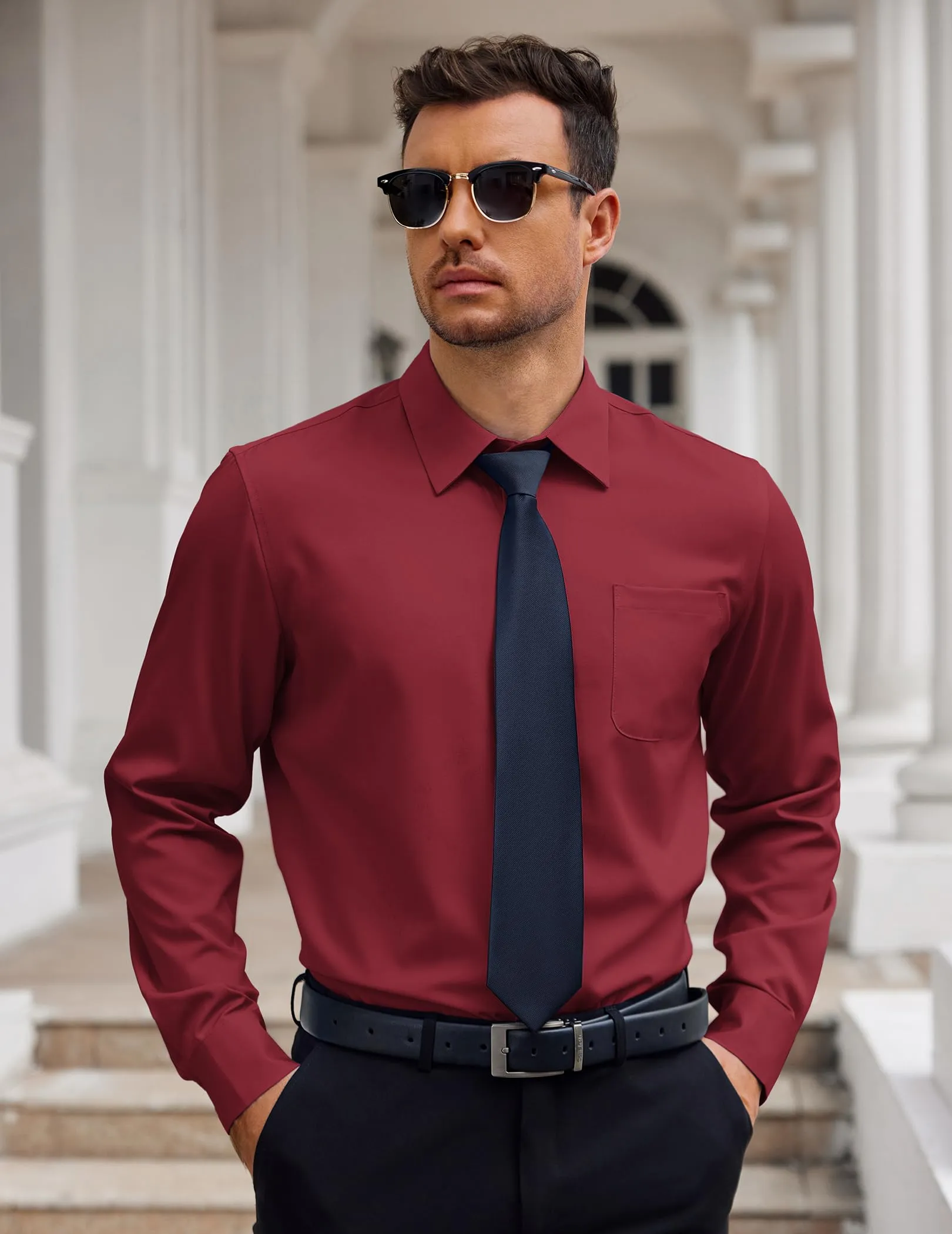 COOFANDY Mens Dress Shirt Long Sleeve Button Down Shirts Business Casual Wrinkle Free Shirts with Pocket