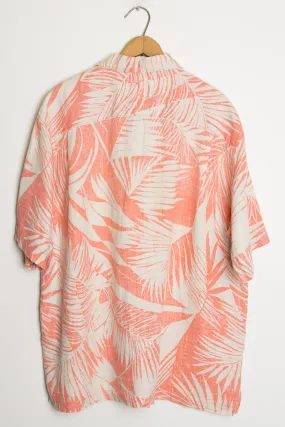 (Coral) Palm Leaf Print Hawaiian Shirt