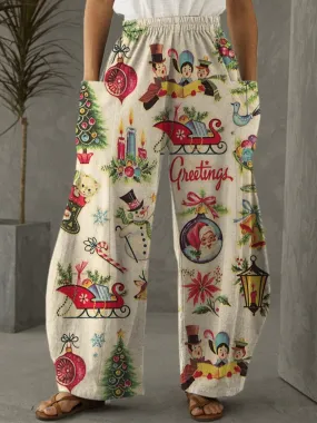 Firelyy Women's Retro Print Casual Pants