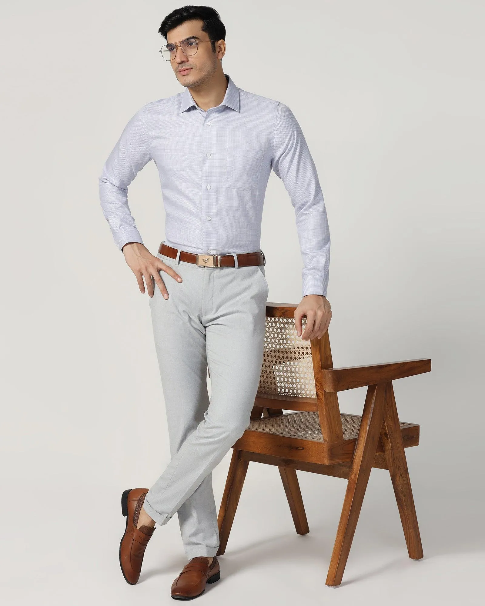 Formal Navy Textured Shirt - Salsa
