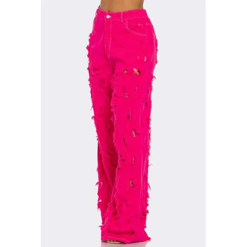 Fuchsia Frenzy Wide-Leg Jeans