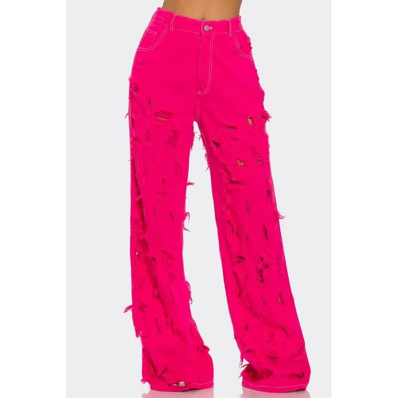 Fuchsia Frenzy Wide-Leg Jeans