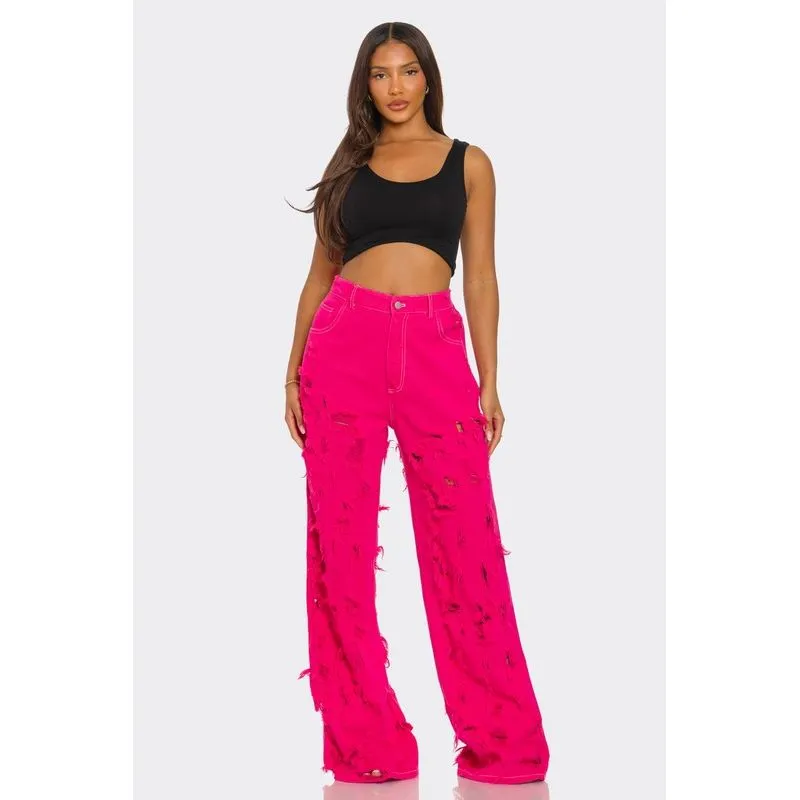 Fuchsia Frenzy Wide-Leg Jeans