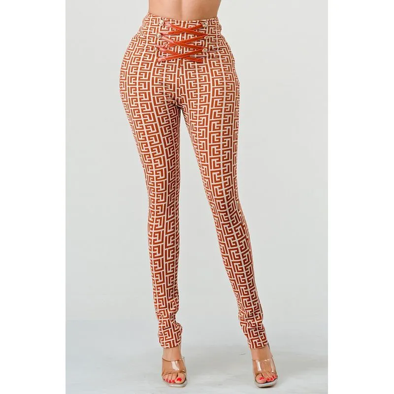 Geometric Glamour: High-Waisted Patterned Pants