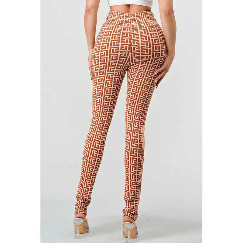 Geometric Glamour: High-Waisted Patterned Pants