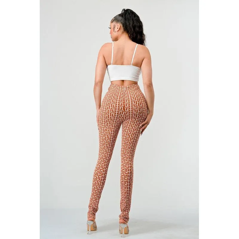 Geometric Glamour: High-Waisted Patterned Pants