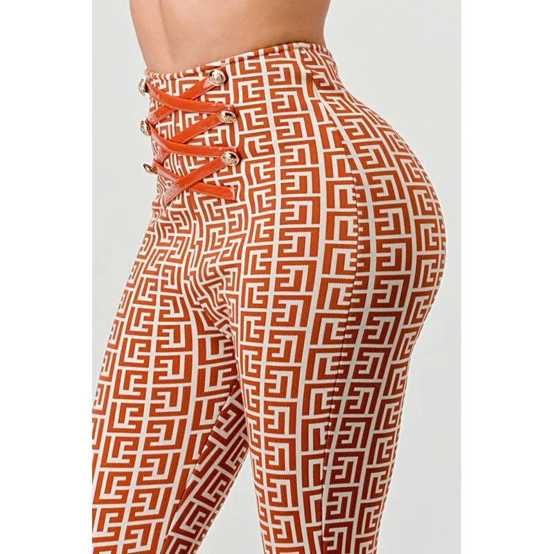 Geometric Glamour: High-Waisted Patterned Pants