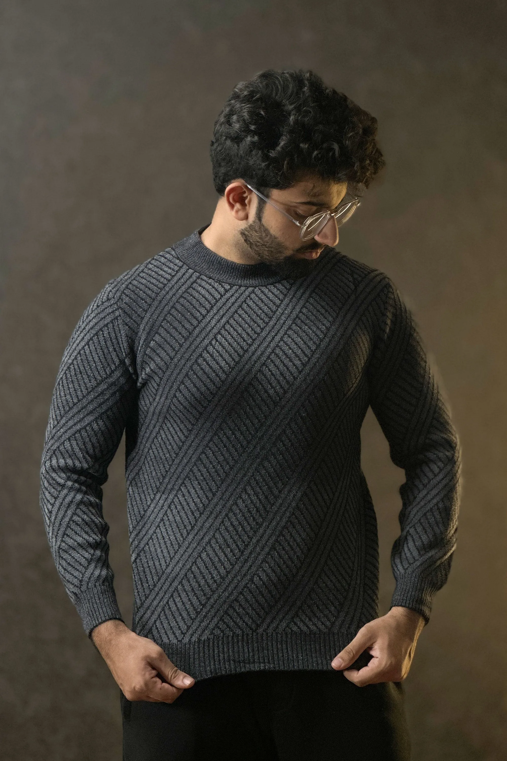 Granite Charcoal Self Textured Sweatshirt - 1124164
