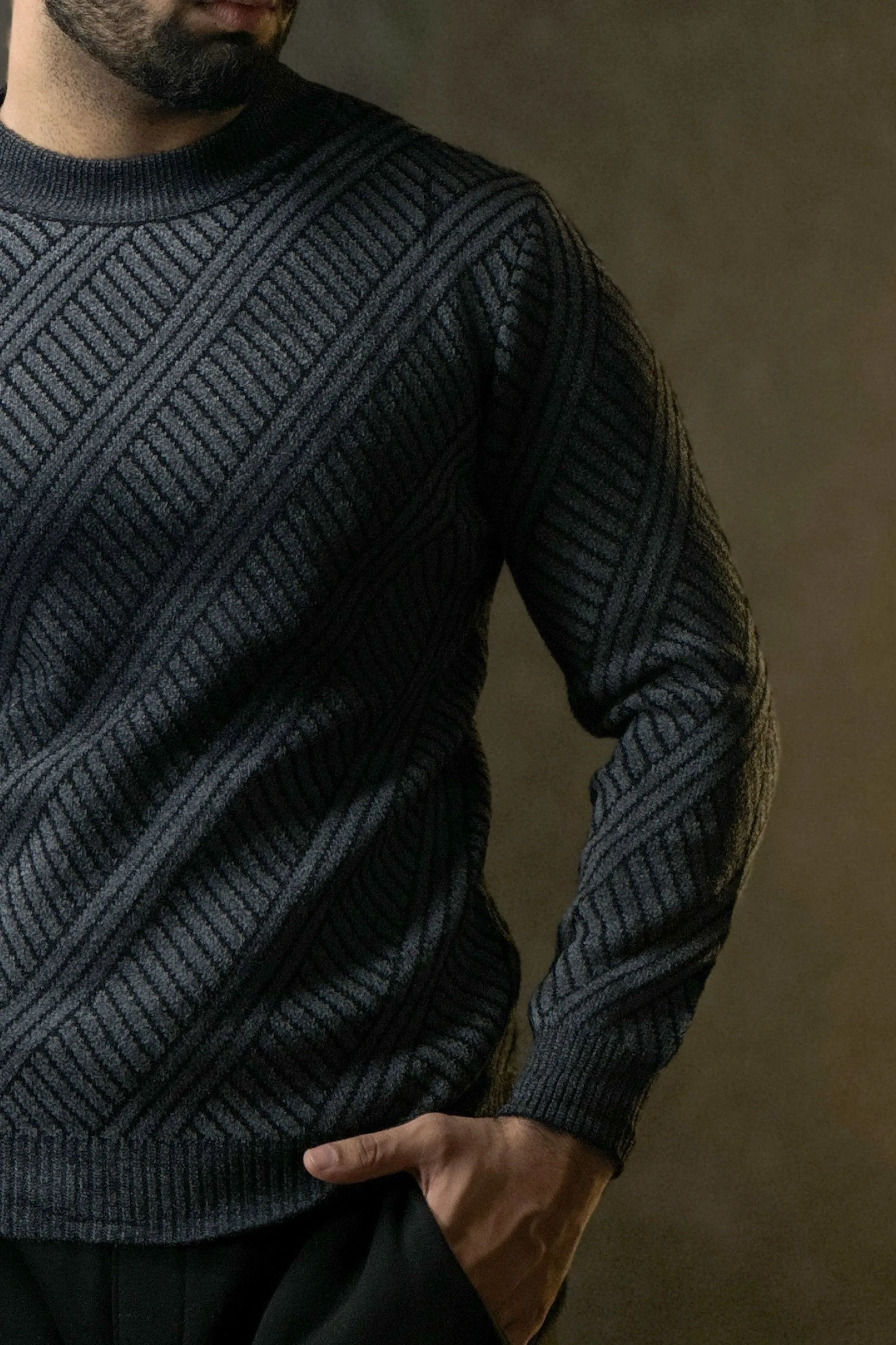 Granite Charcoal Self Textured Sweatshirt - 1124164