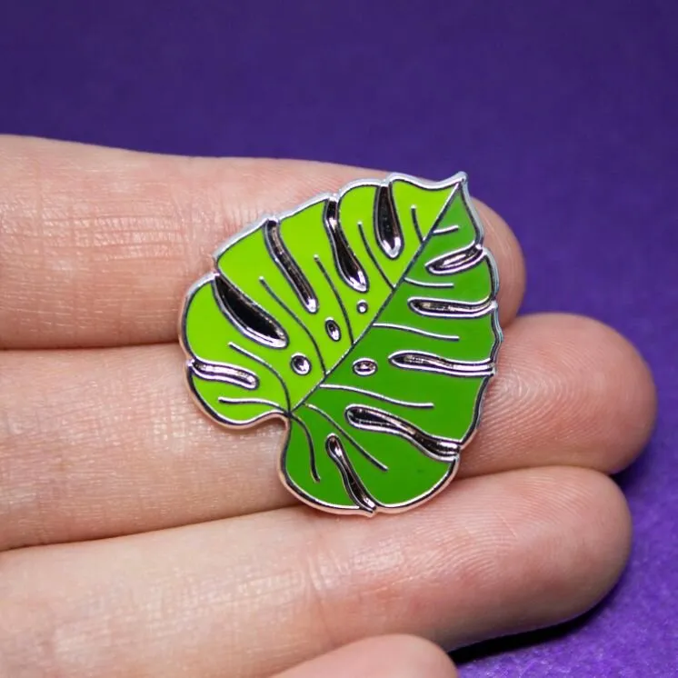 Green Monstera Deliciosa Plant Leaf Enamel Pin