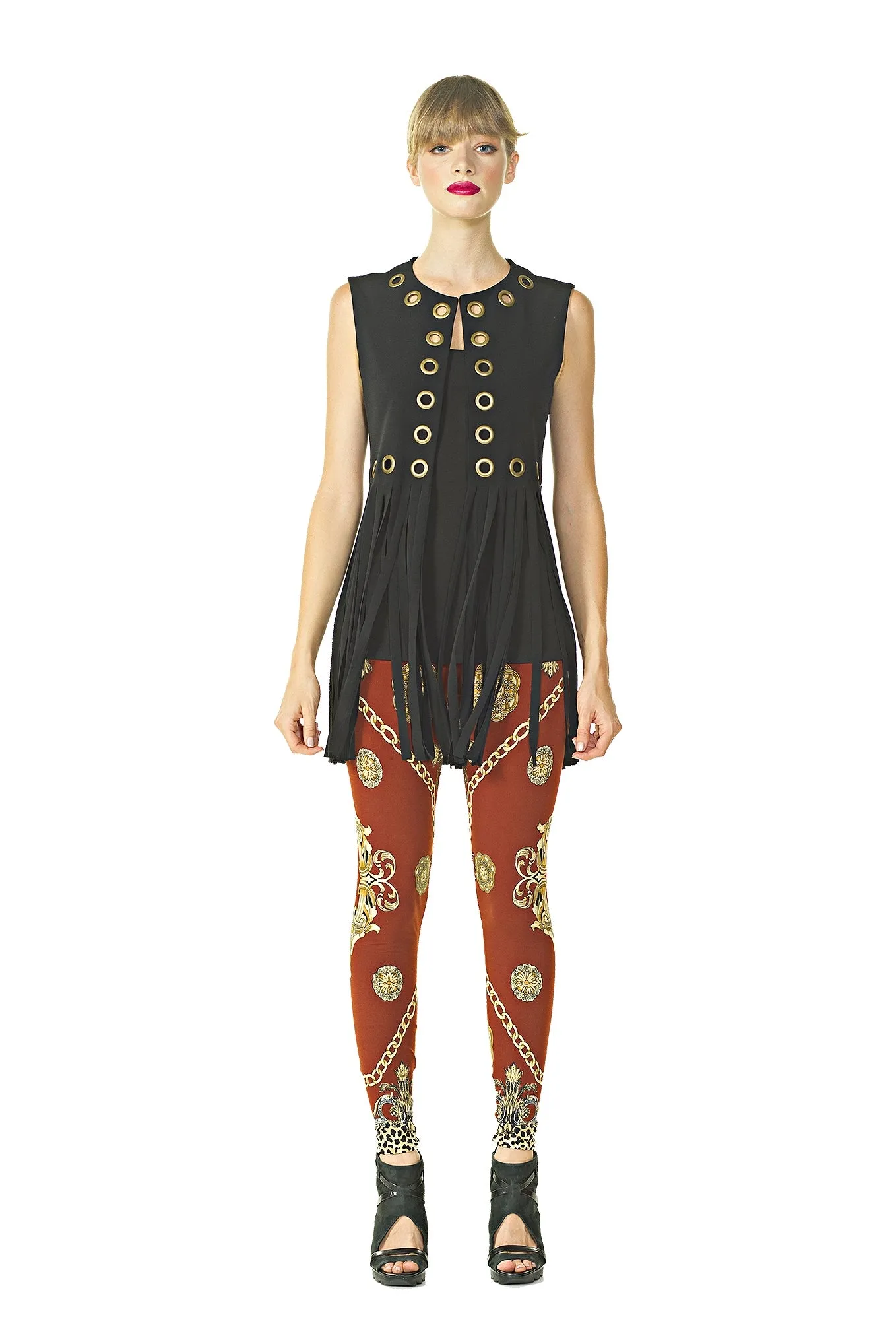 Grommet Fringe Vest