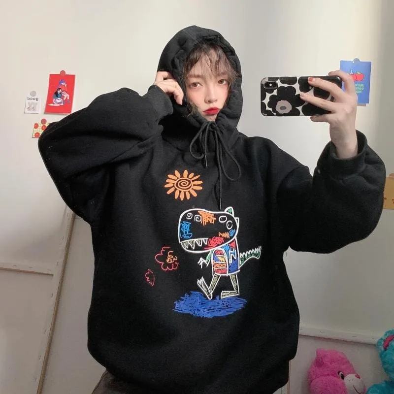 Kawaii Cartoon Printed Loose Hoodies
