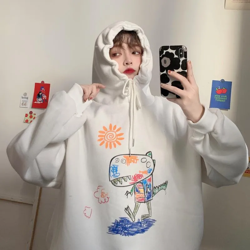 Kawaii Cartoon Printed Loose Hoodies