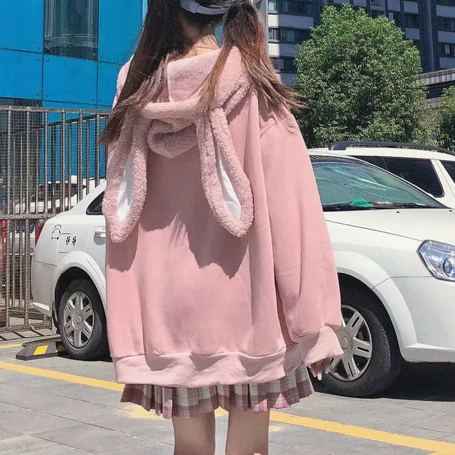 Kawaii Rabbit's Ears Splice Hoodies