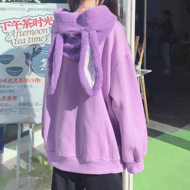 Kawaii Rabbit's Ears Splice Hoodies