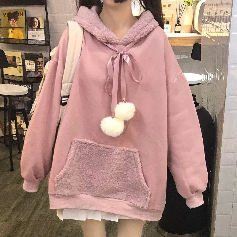 Kawaii Rabbit's Ears Splice Hoodies