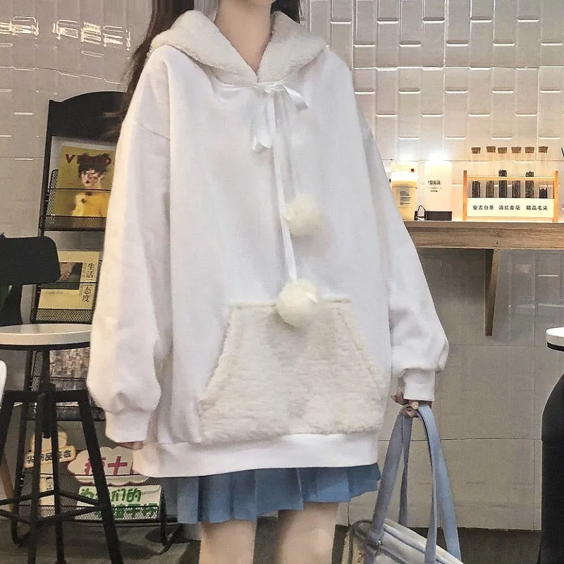 Kawaii Rabbit's Ears Splice Hoodies