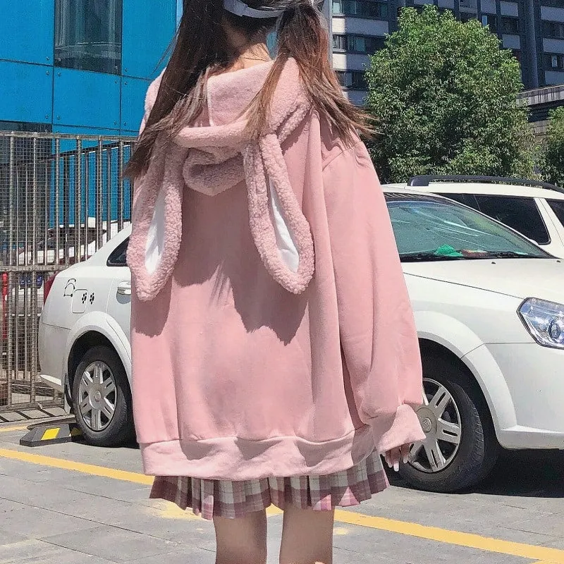 Kawaii Rabbit's Ears Splice Hoodies