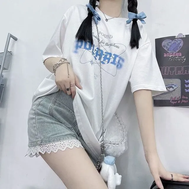 Letters Print Loose Summer T-shirt