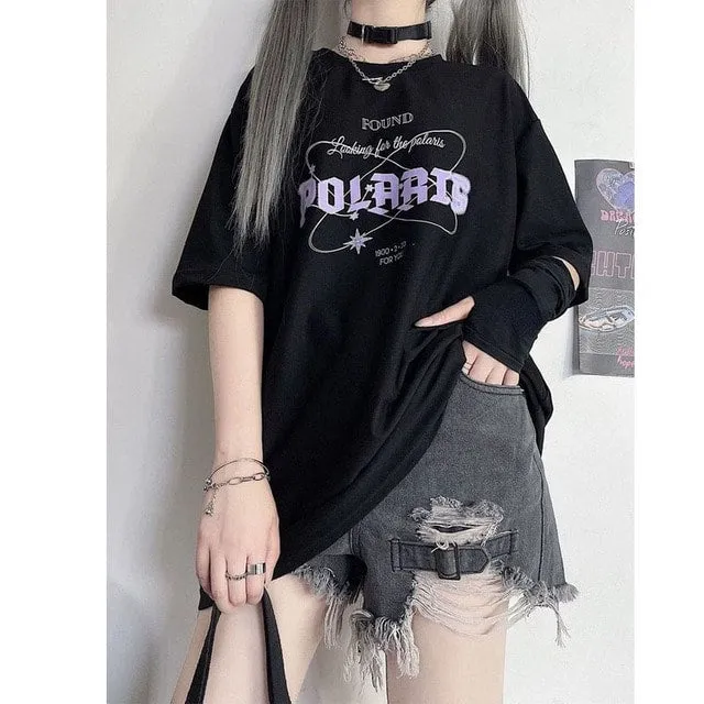 Letters Print Loose Summer T-shirt