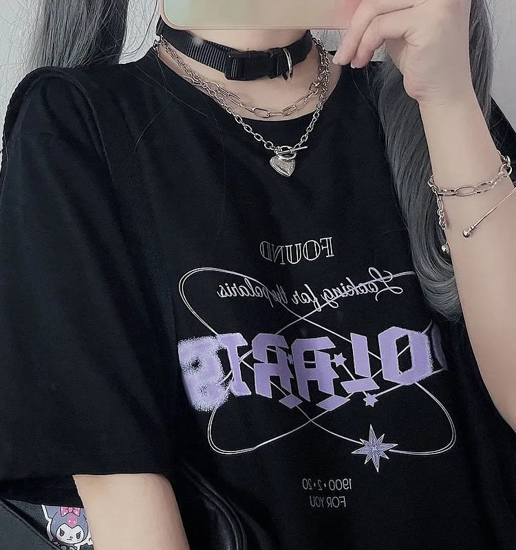 Letters Print Loose Summer T-shirt