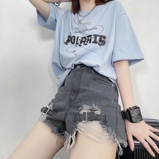 Letters Print Loose Summer T-shirt