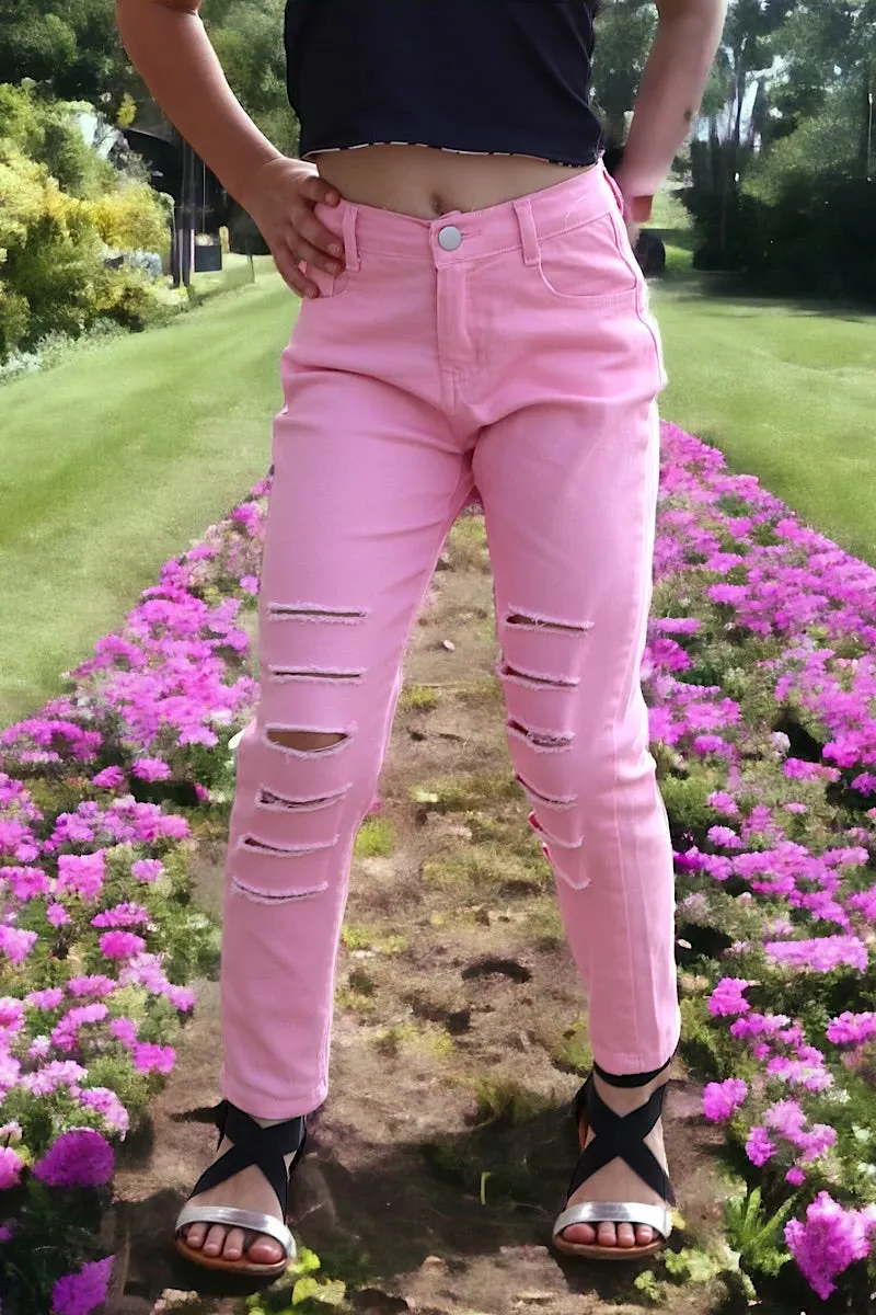 Lt.pink ripped skinny jeans. PNG25133062 SOL