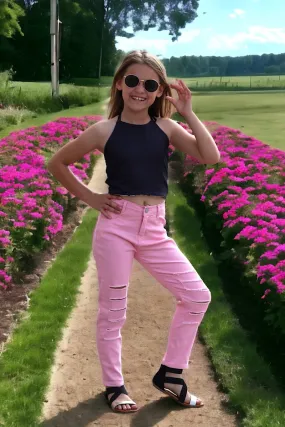 Lt.pink ripped skinny jeans. PNG25133062 SOL