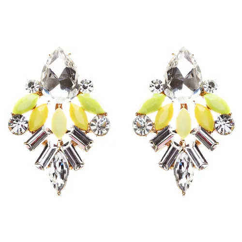 Modern Fashion Crystal Rhinestone Attractive Tear Drop Earrings E807 Yellow